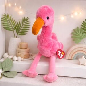 Vintage Large TY Beanie Buddy Flamingo Named Pinky 1998